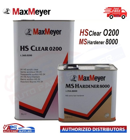 Max Meyer HS Clear Coat 2k Car Lacquer 0200 + MS Hardener 8000 7.5 Litre